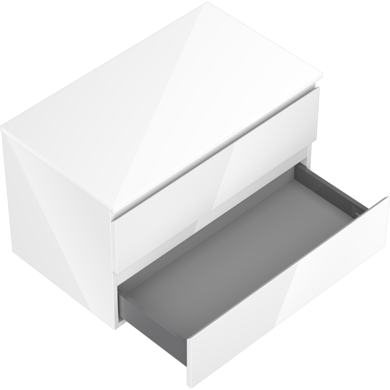 Mexen Orio vonios spintelė po kriaukle 80 cm su stalviršiu, 2 stalčiai, balta blizgi - 91A10-08047-2-BFFC00