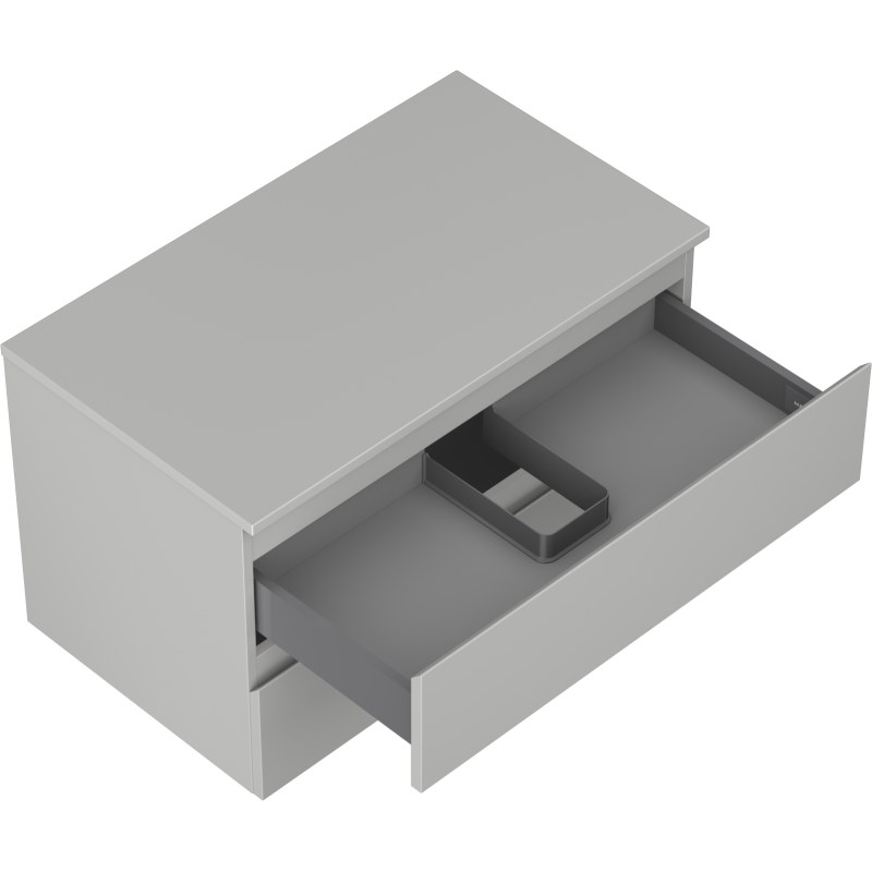 Mexen Orio vonios spintelė po praustuvu 80 cm su stalviršiu, 2 stalčiai, pilkai matinė - 91A10-08047-2-BFFC62