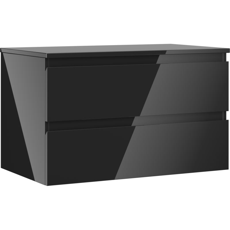 Mexen Orio vonios spintele su kriaukles paviršiumi 80 cm, 2 stalčiai, juodas blizgesys - 91A10-08047-2-BFFC70