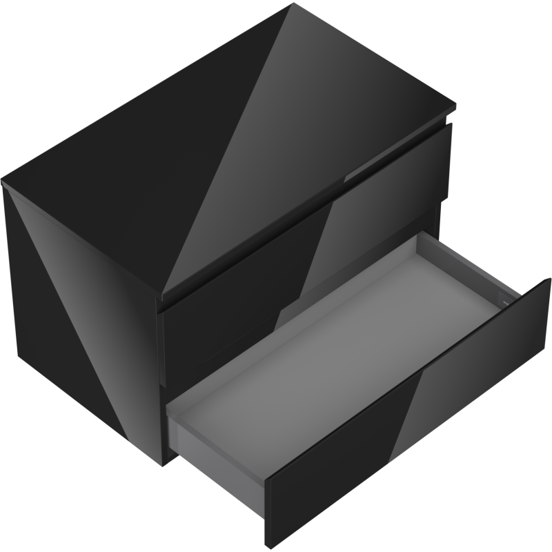 Mexen Orio vonios spintele su kriaukles paviršiumi 80 cm, 2 stalčiai, juodas blizgesys - 91A10-08047-2-BFFC70