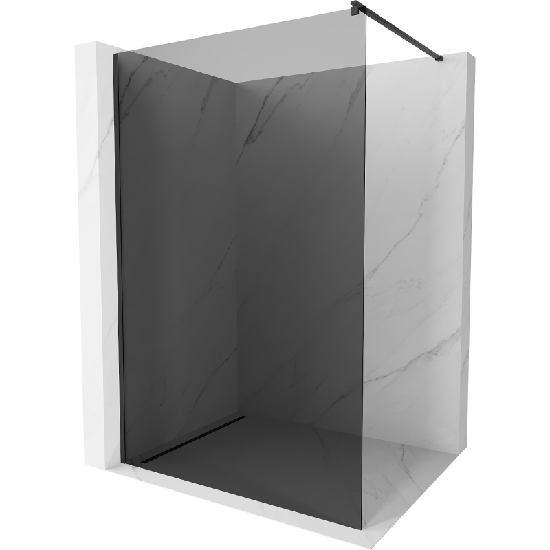 Mexen Kioto dušinės sienelė Walk-in 100 x 200 cm, grafitas 8 mm, juoda - 800-100-101-70-40