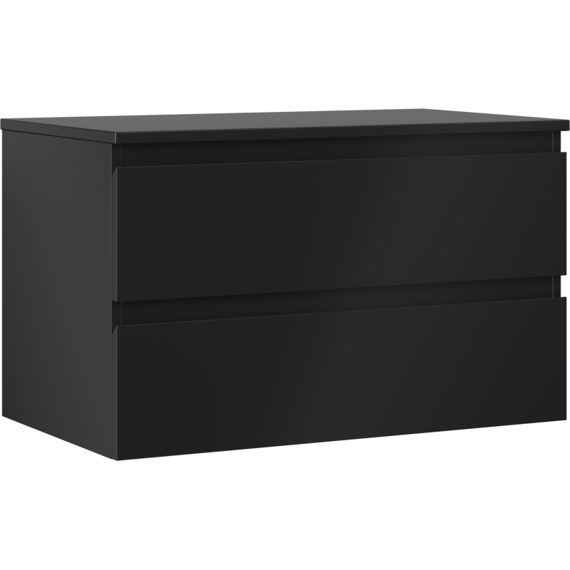 Mexen Orio vonios spintelė po praustuvu 80 cm su stalviršiu, 2 stalčiai, juoda matinė - 91A10-08047-2-BFFC71