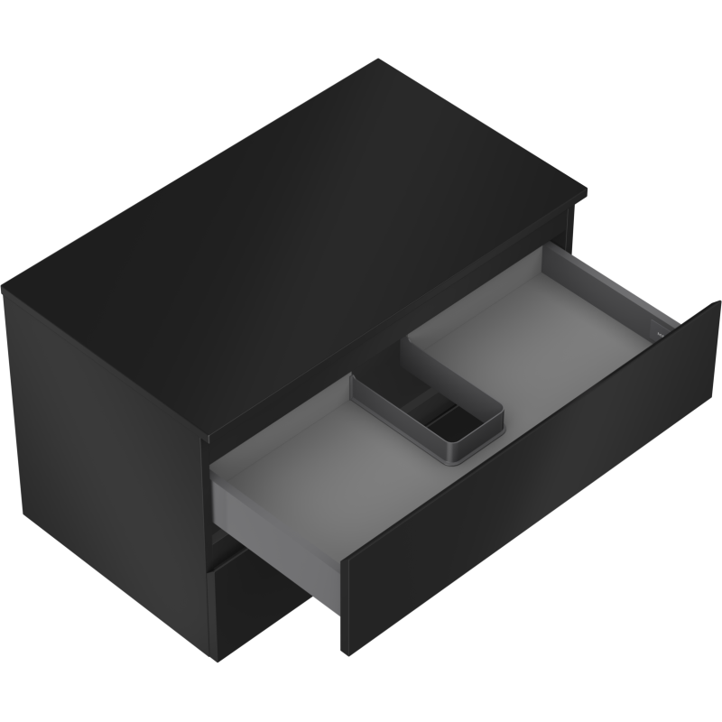 Mexen Orio vonios spintelė po praustuvu 80 cm su stalviršiu, 2 stalčiai, juoda matinė - 91A10-08047-2-BFFC71