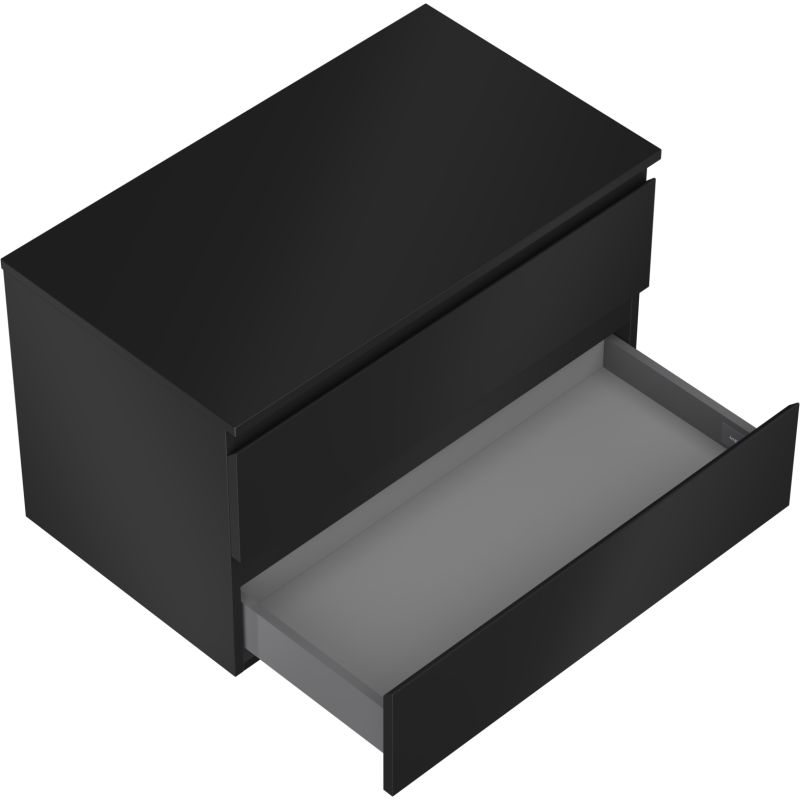 Mexen Orio vonios spintelė po praustuvu 80 cm su stalviršiu, 2 stalčiai, juoda matinė - 91A10-08047-2-BFFC71