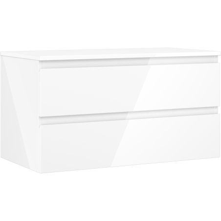 Mexen Orio vonios spintelė po umyvąla, 90 cm su stalviršiu, 2 stalčiai, baltas blizgus - 91A10-09047-2-BFFC00