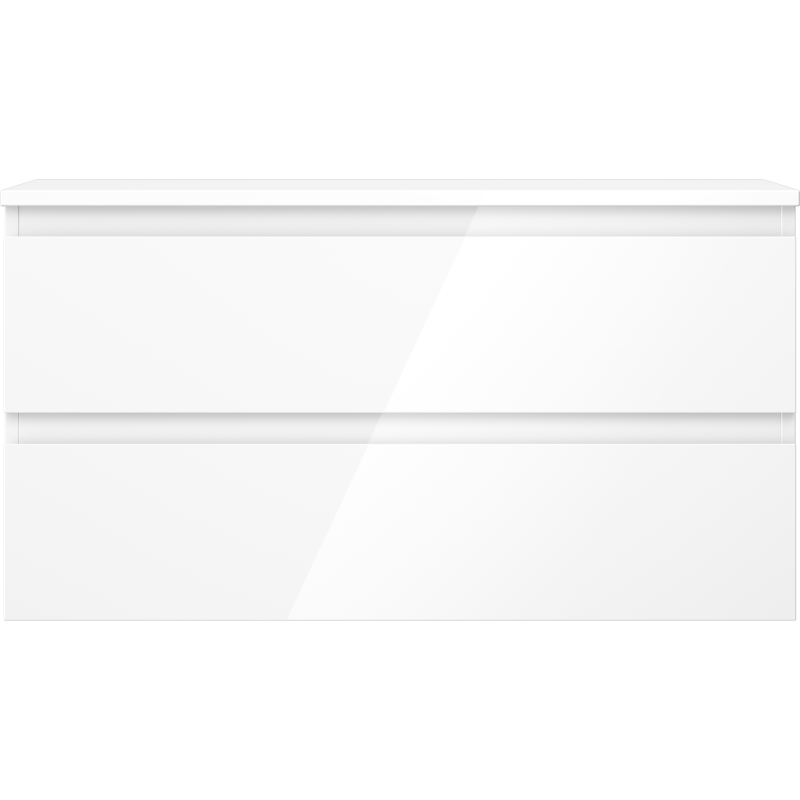 Mexen Orio vonios spintelė po umyvąla, 90 cm su stalviršiu, 2 stalčiai, baltas blizgus - 91A10-09047-2-BFFC00