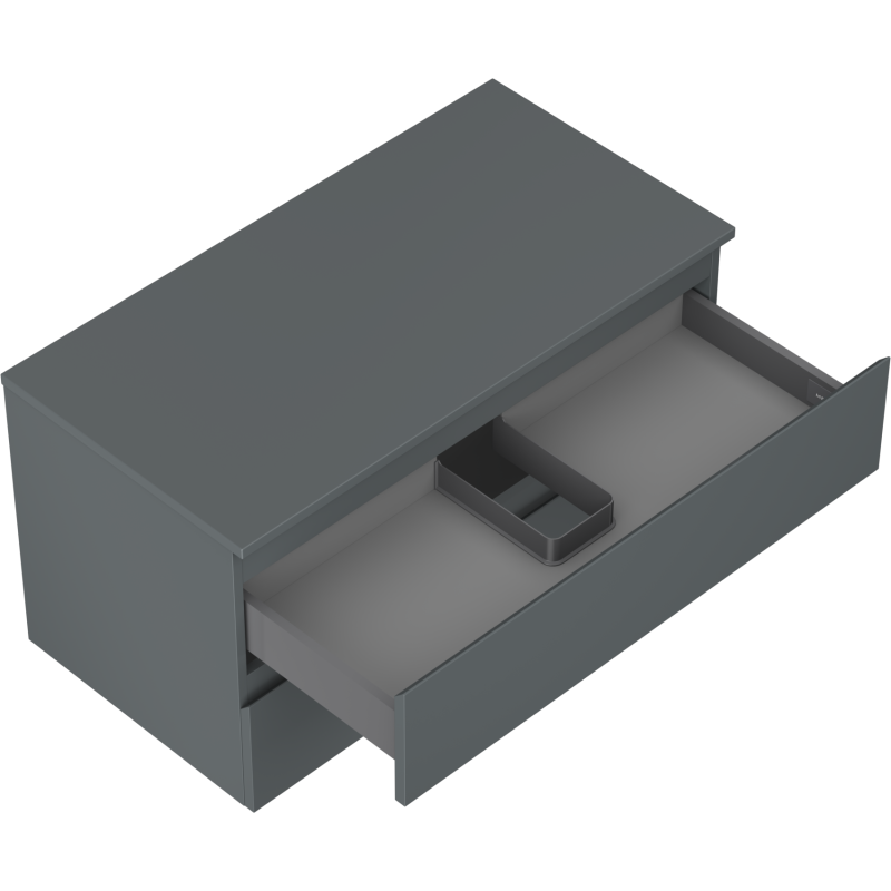 Mexen Orio vonios spintelė po kriaukle 90 cm su stalviršiu, 2 stalčiai, grafito matinis - 91A10-09047-2-BFFC66