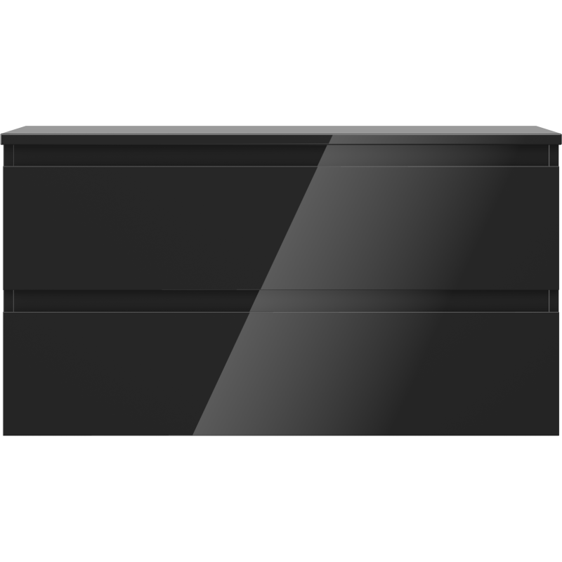 Mexen Orio vonios spintele po praustuvu 90 cm su stalviršiu, 2 stalčiai, juodas blizgesys - 91A10-09047-2-BFFC70