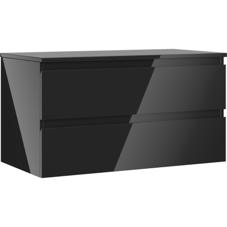 Mexen Orio vonios spintele po praustuvu 90 cm su stalviršiu, 2 stalčiai, juodas blizgesys - 91A10-09047-2-BFFC70