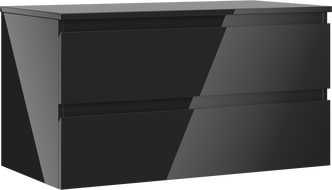 Mexen Orio vonios spintele po praustuvu 90 cm su stalviršiu, 2 stalčiai, juodas blizgesys - 91A10-09047-2-BFFC70