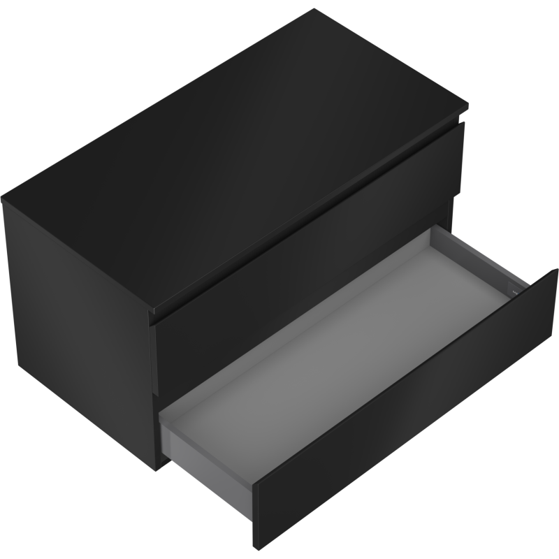 Mexen Orio vonios spintelė po praustuvu 90 cm su stalviršiu, 2 stalčiai, juoda matinė - 91A10-09047-2-BFFC71