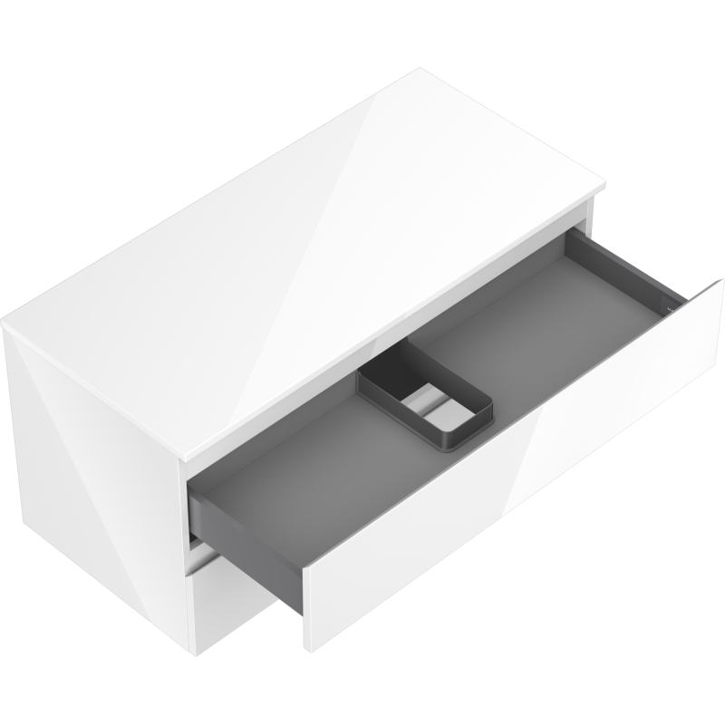 Mexen Orio vonios spintelė po praustuvu 100 cm su stalviršiu, 2 stalčiai, blizgus baltas - 91A10-10047-2-BFFC00