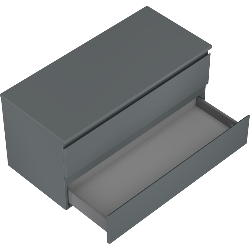 Mexen Orio vonios kambario spintelė po praustuvu 100 cm su stalviršiu, 2 stalčiai, grafitas matinis - 91A10-10047-2-BFFC66