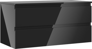Mexen Orio vonios kambario spintelė po praustuvu 100 cm su stalviršiu, 2 stalčiai, juodas blizgesys - 91A10-10047-2-BFFC70