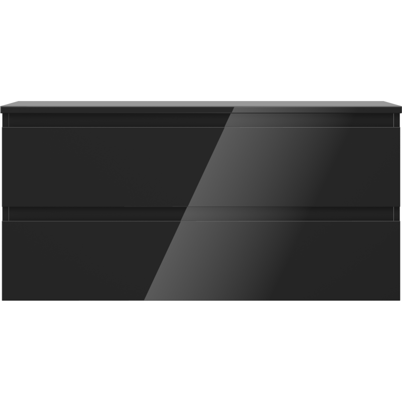 Mexen Orio vonios kambario spintelė po praustuvu 100 cm su stalviršiu, 2 stalčiai, juodas blizgesys - 91A10-10047-2-BFFC70