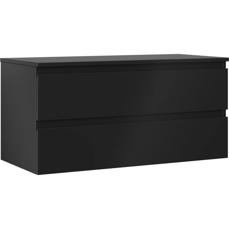 Mexen Orio vonios kambario spintelė po praustuvu 100 cm su stalviršiu, 2 stalčiai, juoda matinė - 91A10-10047-2-BFFC71