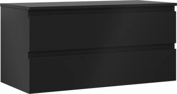 Mexen Orio vonios kambario spintelė po praustuvu 100 cm su stalviršiu, 2 stalčiai, juoda matinė - 91A10-10047-2-BFFC71