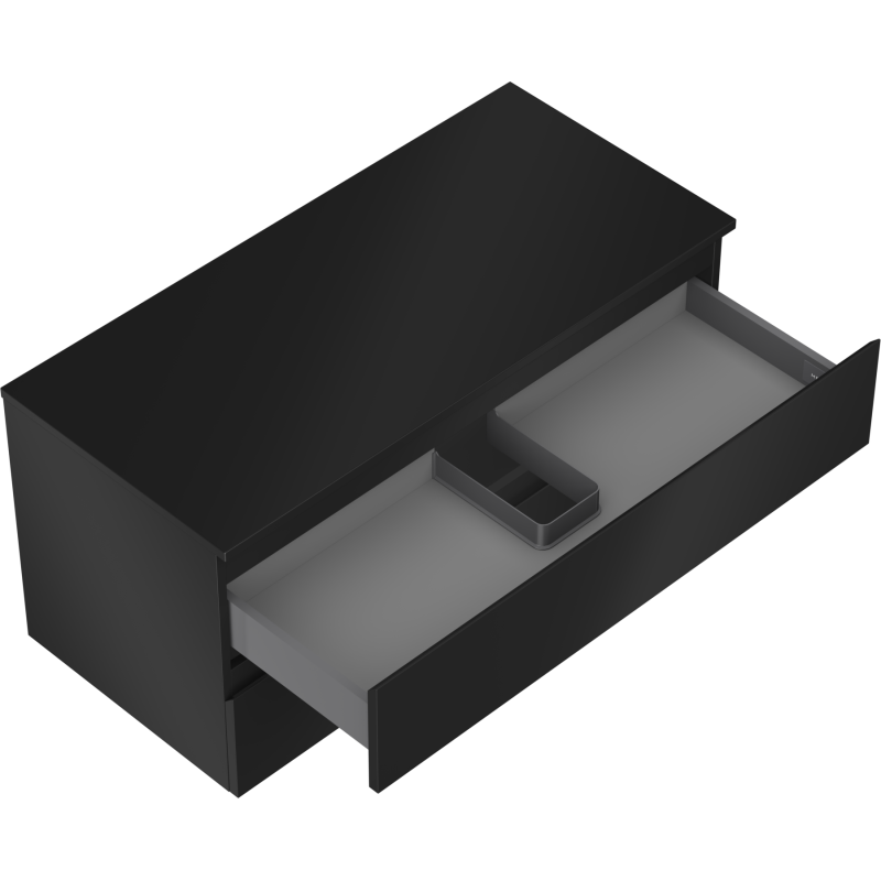 Mexen Orio vonios kambario spintelė po praustuvu 100 cm su stalviršiu, 2 stalčiai, juoda matinė - 91A10-10047-2-BFFC71