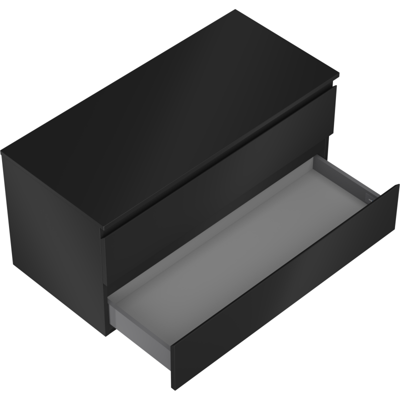 Mexen Orio vonios kambario spintelė po praustuvu 100 cm su stalviršiu, 2 stalčiai, juoda matinė - 91A10-10047-2-BFFC71