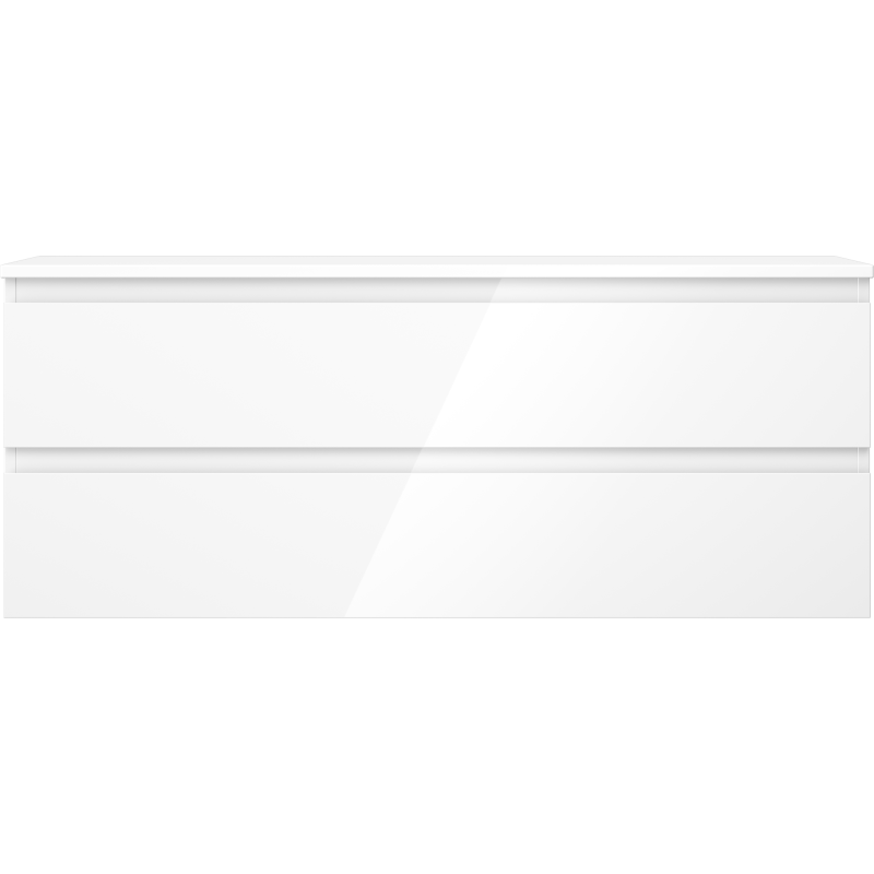 Mexen Orio vonios spintelė po praustuvu 120 cm su stalviršiu, 2 stalčiai, balta blizgi - 91A10-12047-2-BFFC00