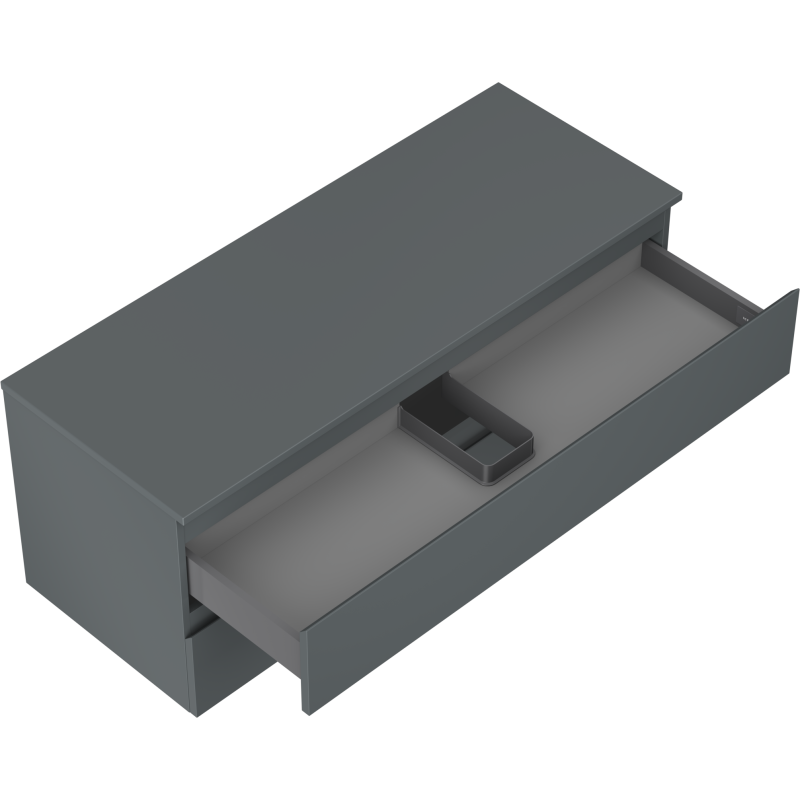 Mexen Orio vonios spintele po kriaukle 120 cm su stalviršiu, 2 stalčiai, matinė grafito spalva - 91A10-12047-2-BFFC66