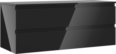 Mexen Orio vonios spintele po praustuvu 120 cm su stalviršiu, 2 stalčiai, juodas blizgus - 91A10-12047-2-BFFC70