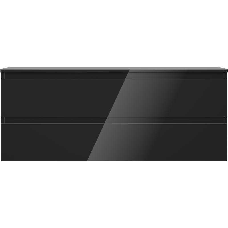 Mexen Orio vonios spintele po praustuvu 120 cm su stalviršiu, 2 stalčiai, juodas blizgus - 91A10-12047-2-BFFC70