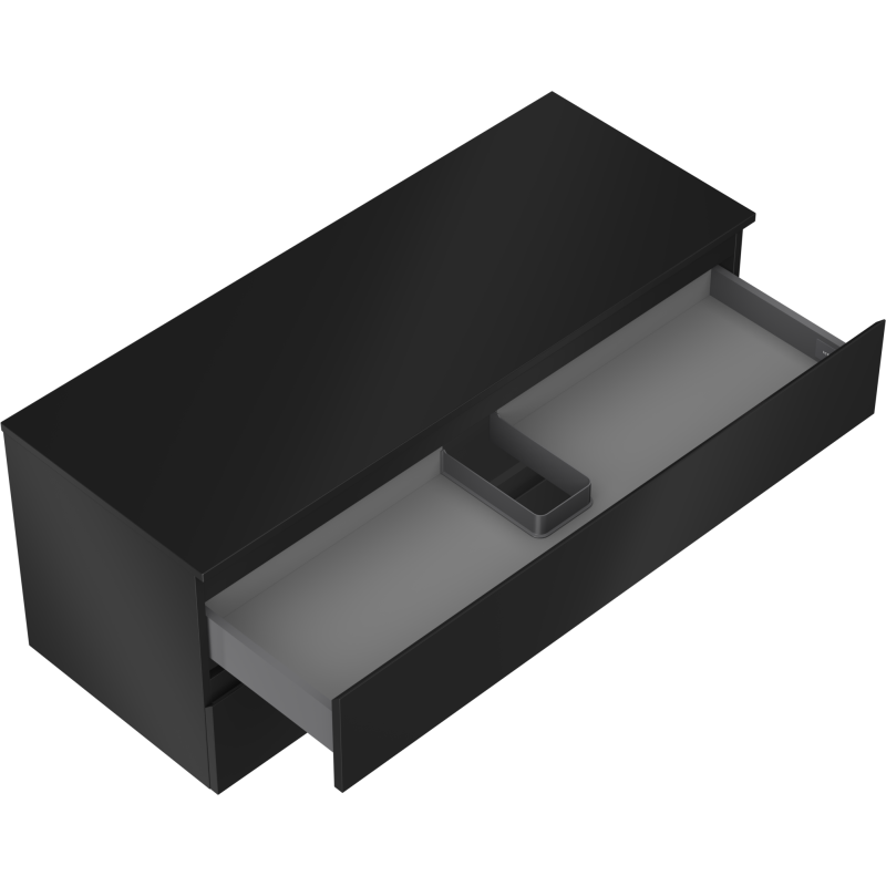 Mexen Orio vonios spintelė po praustuvu 120 cm su stalviršiu, 2 stalčiai, juoda matinė - 91A10-12047-2-BFFC71