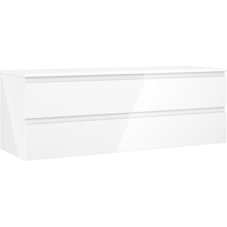 Mexen Orio vonios kambario spintelė po praustuvu 140 cm su stalviršiu, 2 stalčiai, baltas blizgesys - 91A10-14047-2-BFFC00