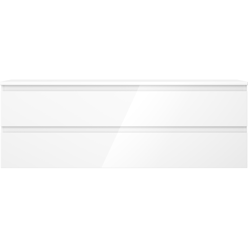 Mexen Orio vonios kambario spintelė po praustuvu 140 cm su stalviršiu, 2 stalčiai, baltas blizgesys - 91A10-14047-2-BFFC00