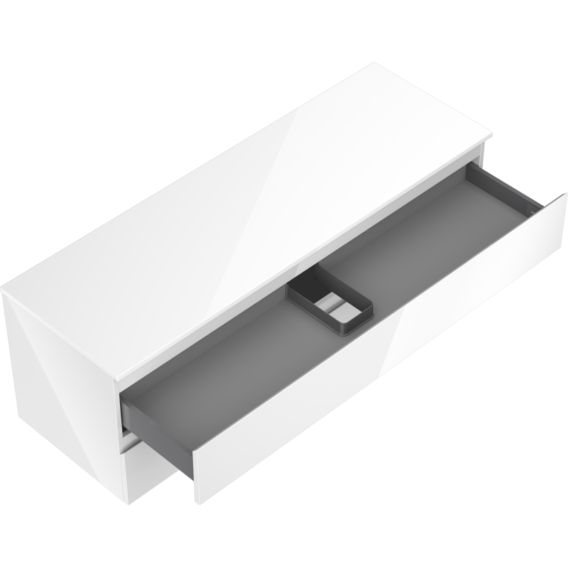 Mexen Orio vonios kambario spintelė po praustuvu 140 cm su stalviršiu, 2 stalčiai, baltas blizgesys - 91A10-14047-2-BFFC00