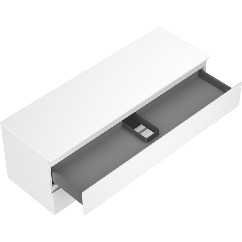 Mexen Orio vonios kambario spintelė po praustuvu 140 cm su stalviršiu, 2 stalčiai, balta matinė - 91A10-14047-2-BFFC01