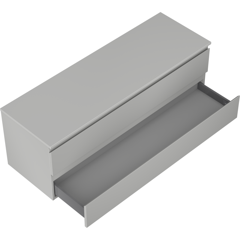 Mexen Orio vonios kambario spintelė su stalviršiu 140 cm, 2 stalčiai, pilka matinė - 91A10-14047-2-BFFC62