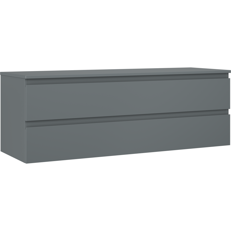 Mexen Orio vonios spintelė po praustuvu 140 cm su stalviršiu, 2 stalčiai, matinė grafito spalva - 91A10-14047-2-BFFC66