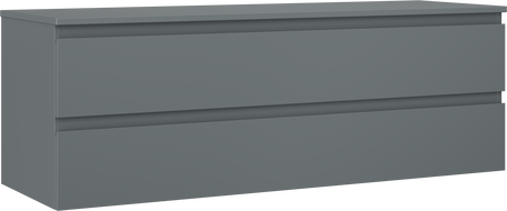 Mexen Orio vonios spintelė po praustuvu 140 cm su stalviršiu, 2 stalčiai, matinė grafito spalva - 91A10-14047-2-BFFC66