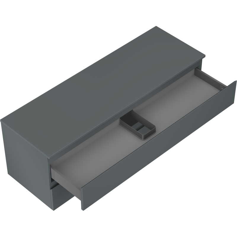 Mexen Orio vonios spintelė po praustuvu 140 cm su stalviršiu, 2 stalčiai, matinė grafito spalva - 91A10-14047-2-BFFC66