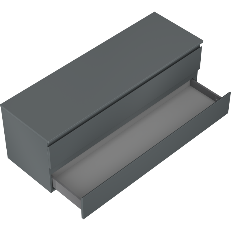 Mexen Orio vonios spintelė po praustuvu 140 cm su stalviršiu, 2 stalčiai, matinė grafito spalva - 91A10-14047-2-BFFC66