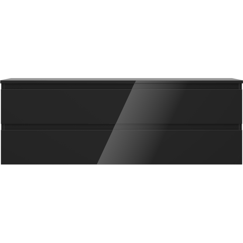 Mexen Orio vonios spintele po praustuvu 140 cm su stalviršiu, 2 stalčiai, juodas blizgus - 91A10-14047-2-BFFC70