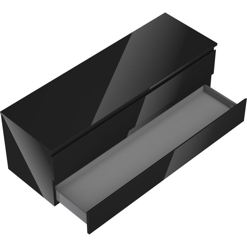 Mexen Orio vonios spintele po praustuvu 140 cm su stalviršiu, 2 stalčiai, juodas blizgus - 91A10-14047-2-BFFC70