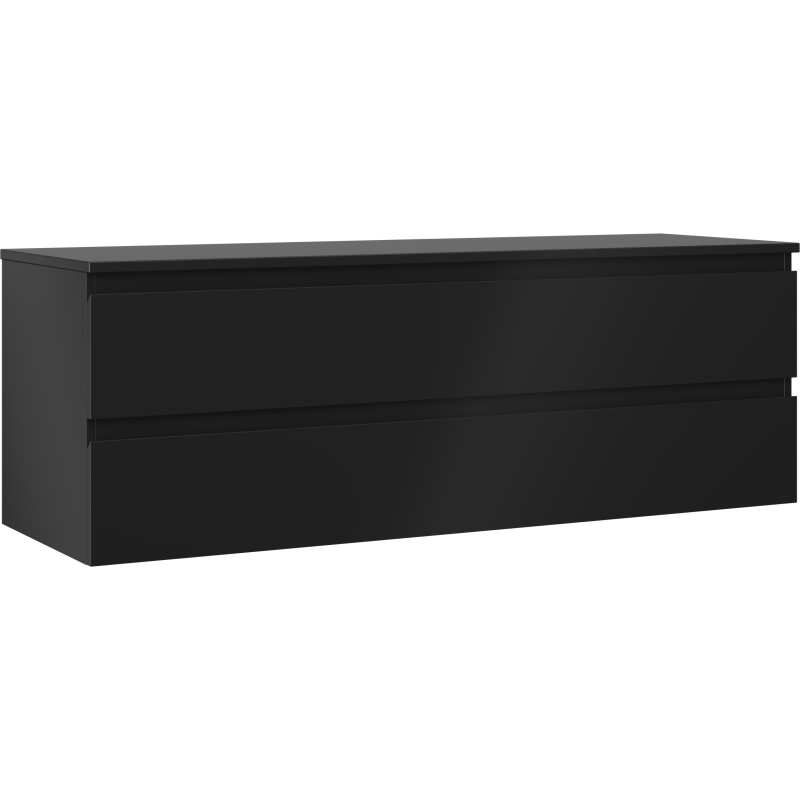 Mexen Orio vonios spintelė po praustuvu 140 cm su stalviršiu, 2 stalčiai, juoda matinė - 91A10-14047-2-BFFC71