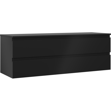 Mexen Orio vonios spintelė po praustuvu 140 cm su stalviršiu, 2 stalčiai, juoda matinė - 91A10-14047-2-BFFC71