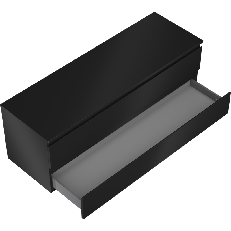 Mexen Orio vonios spintelė po praustuvu 140 cm su stalviršiu, 2 stalčiai, juoda matinė - 91A10-14047-2-BFFC71