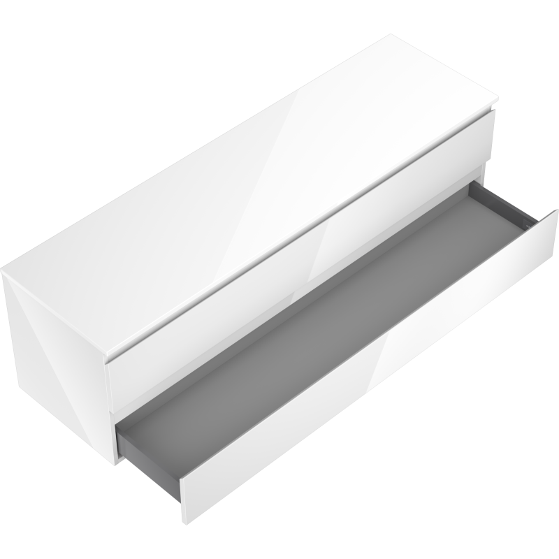 Mexen Orio vonios spintelė po praustuvu 160 cm su stalviršiu, 2 stalčiai, balta blizgi - 91A10-16047-2-BFFC00