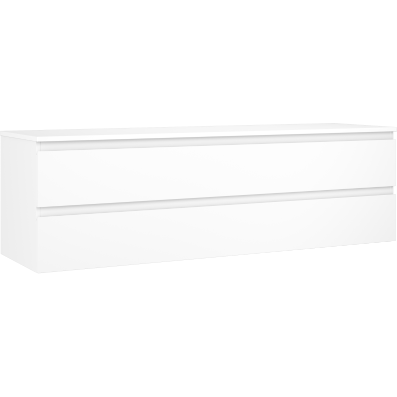 Mexen Orio vonios spintelė po kriaukle 160 cm su stalviršiu, 2 stalčiai, balta matinė - 91A10-16047-2-BFFC01