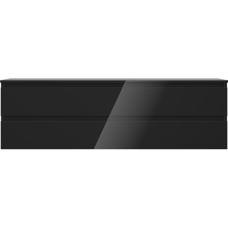 Mexen Orio vonios spintelė po praustuvu 160 cm su stalviršiu, 2 stalčiai, juoda blizgesys - 91A10-16047-2-BFFC70