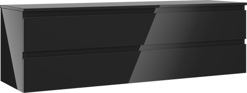 Mexen Orio vonios spintelė po praustuvu 160 cm su stalviršiu, 2 stalčiai, juoda blizgesys - 91A10-16047-2-BFFC70
