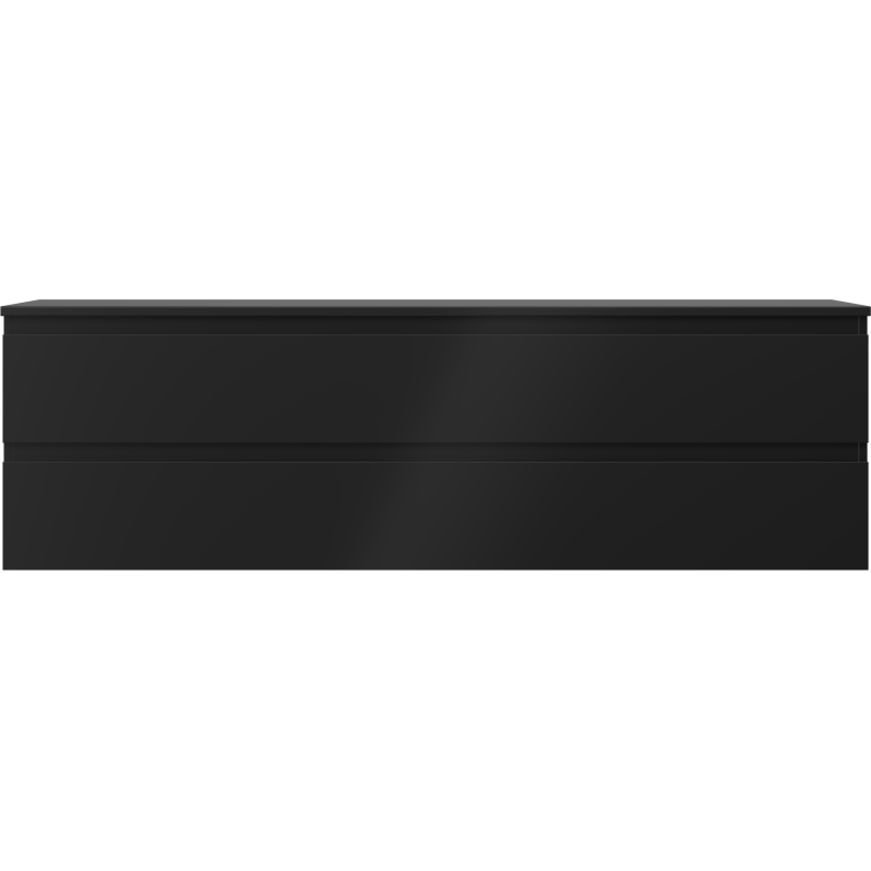 Mexen Orio vonios spintelė po kriaukle 160 cm su stalviršiu, 2 stalčiai, juoda matinė - 91A10-16047-2-BFFC71