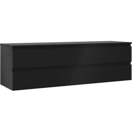 Mexen Orio vonios spintelė po kriaukle 160 cm su stalviršiu, 2 stalčiai, juoda matinė - 91A10-16047-2-BFFC71