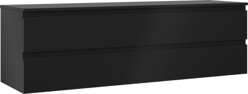Mexen Orio vonios spintelė po kriaukle 160 cm su stalviršiu, 2 stalčiai, juoda matinė - 91A10-16047-2-BFFC71