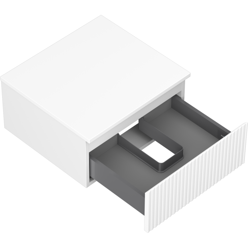 Mexen Rivel vonios kambario spintelė po praustuvu 50 cm su stalviršiu, 1 stalčius, grioveliais, matinė balta